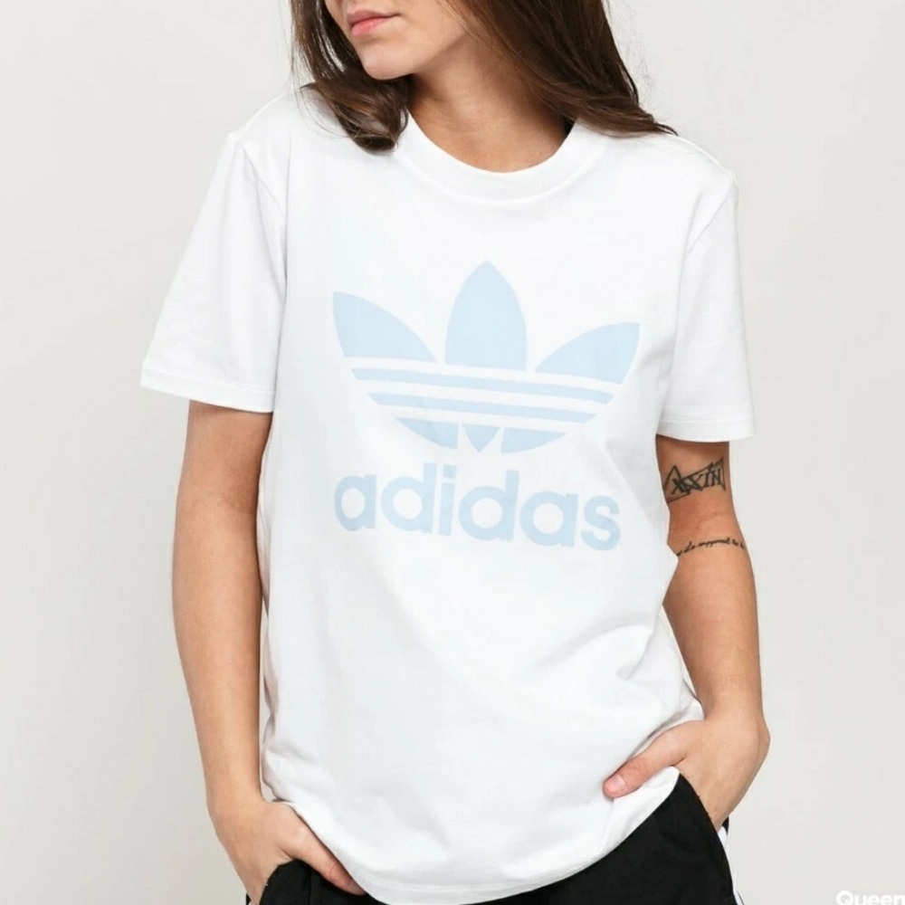 Women's Adidas Originals Trefoil Tee Shirt [FM3293]  White  Clear Sky (S)